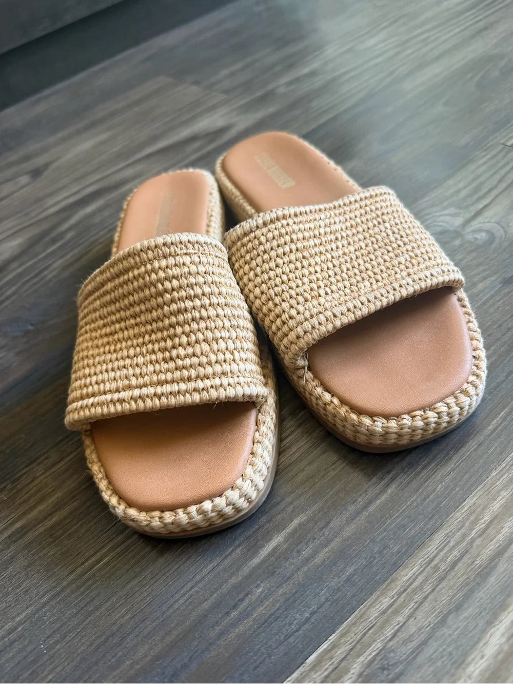 Steve Madden Beige Woven Slide Sandals - Women